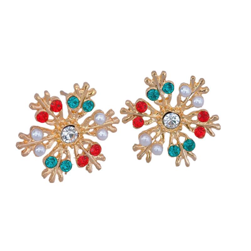 Boucles d'oreilles flocon de neige en strass colorés: Design Unique pour les Cadeaux de Fête des Femmes