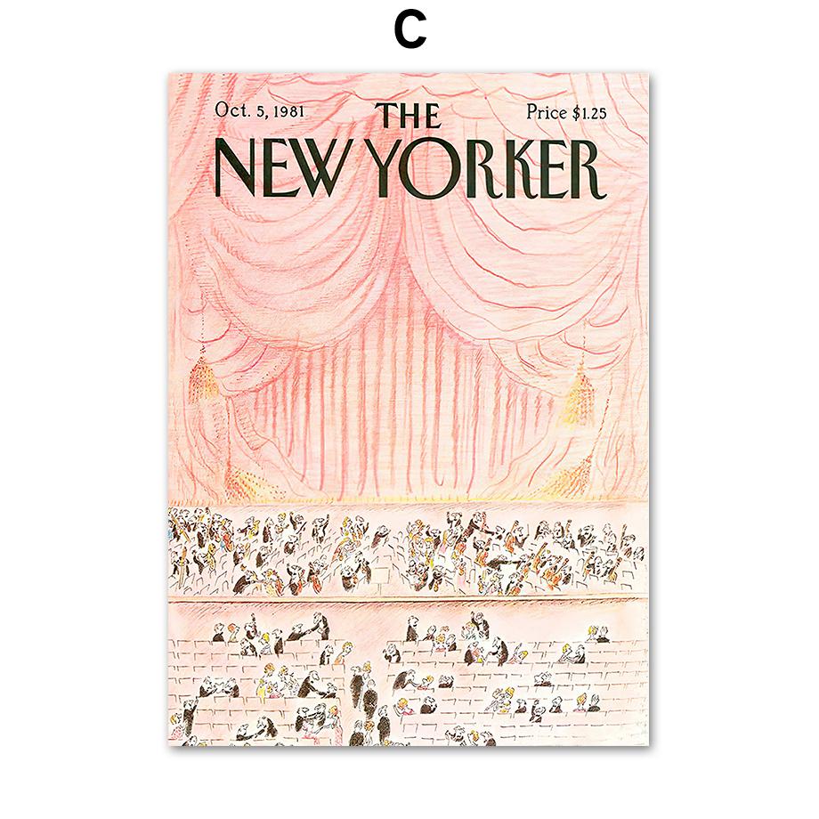 Affiche New Yorker Paysage D'Hiver - Toile Déco Murale 50x70 Cm - Illustration Magazine Abstrait