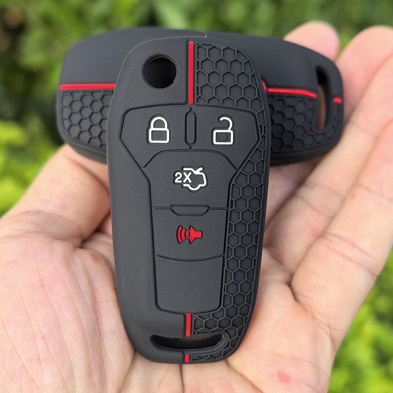 Silicone Car Key Case 4 Buttons for Ford Fusion F150 F-150 2015 2016 2017 Folding Keychain Remote Control Accessories Cover