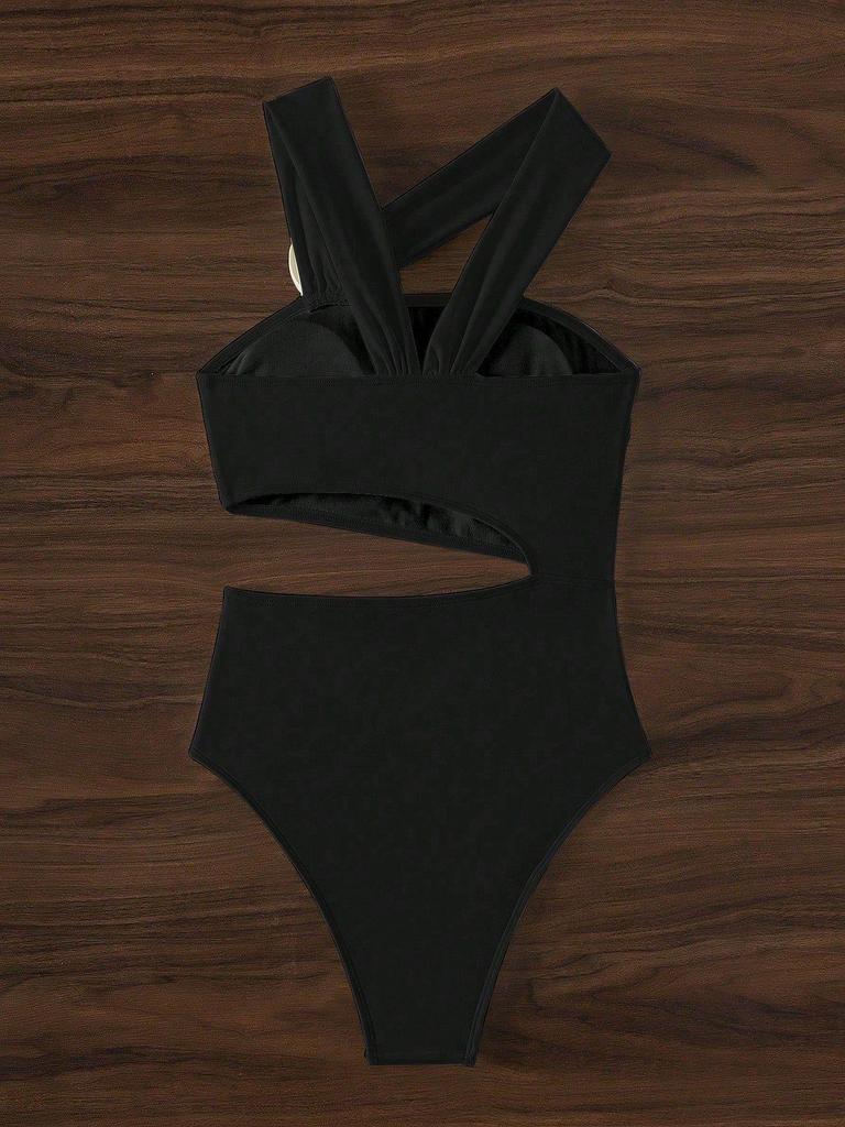 2025 Bestseller: Women's Asymmetric One-Piece Swimsuit with 3D White Floral Design