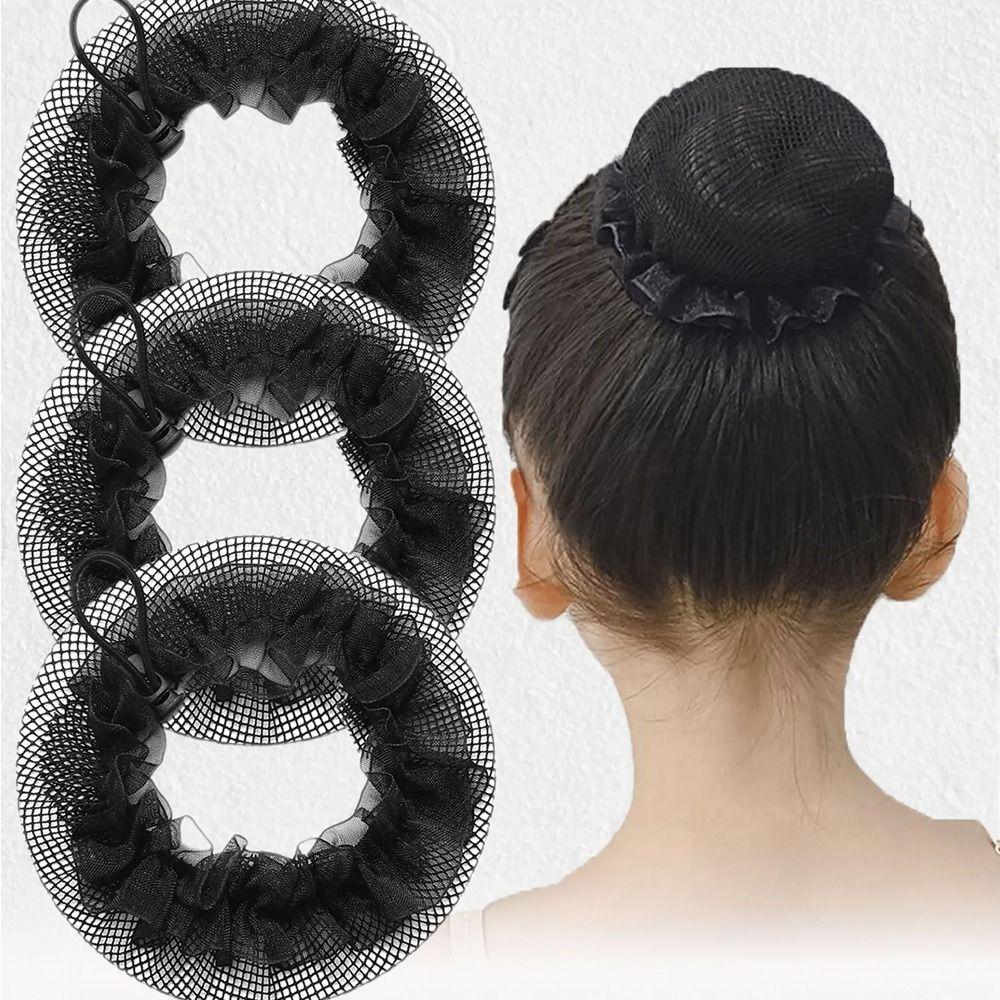 Elegant Drawstring Bun Hair Net Elastic Lace Work Headdress  For Women Girl Hair Accessories