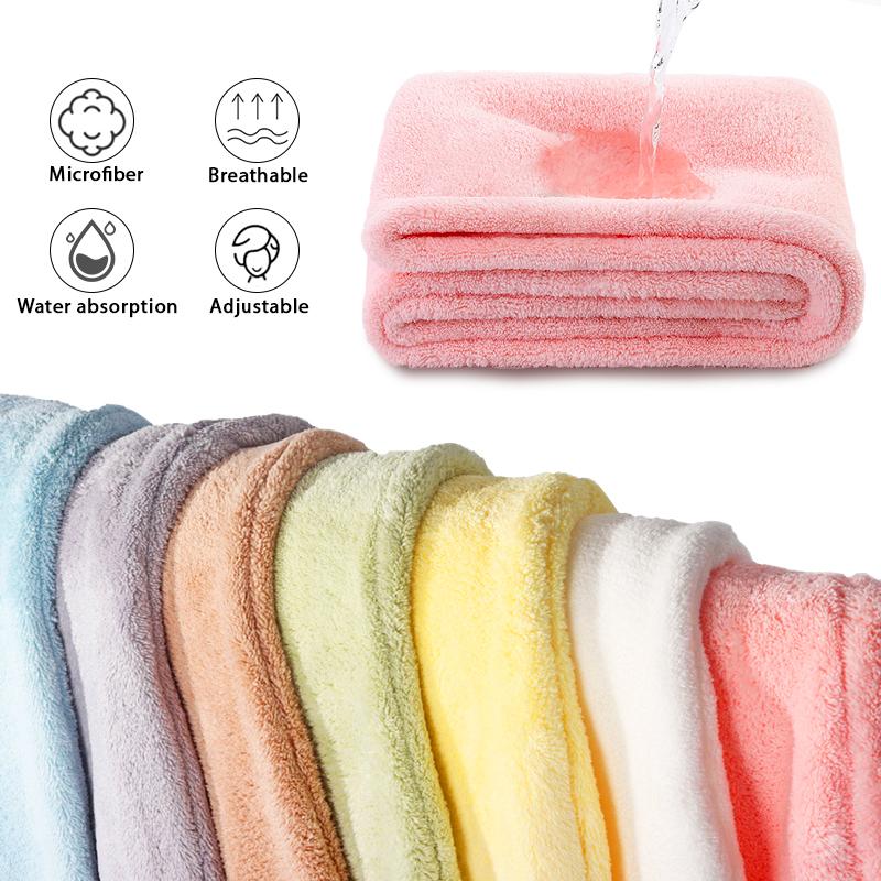 Quick Dry Hair Towels Women And Child Cute Cat  Ear Super Absorption Thicker Microfiber Turban Towels With Bear Buttons