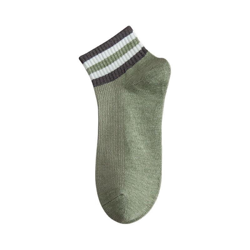 Men's Summer Sweat-absorbing and Odor-proof Sports Socks, Striped Breathable Thin Polyester-cotton Low-top Men's Boat Socks