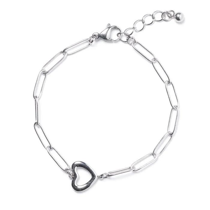 Volume Line Heart Pendant Chain Bracelet (C2503AC1297_SV)