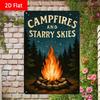 1pc Tin Sign "Camping Campfires Theme" Rustic Outdoor Adventure Style for Cabins, Recreation Rooms, Gifts 8x12 Inches/20x30cm
