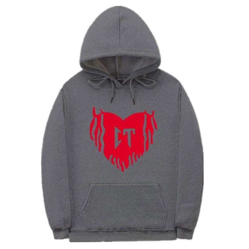 Unisex Oversized Hooded Sweatshirt With Printed Design Ribbed Hem Loose Fit Long Sleeve Cotton Pullover Winter