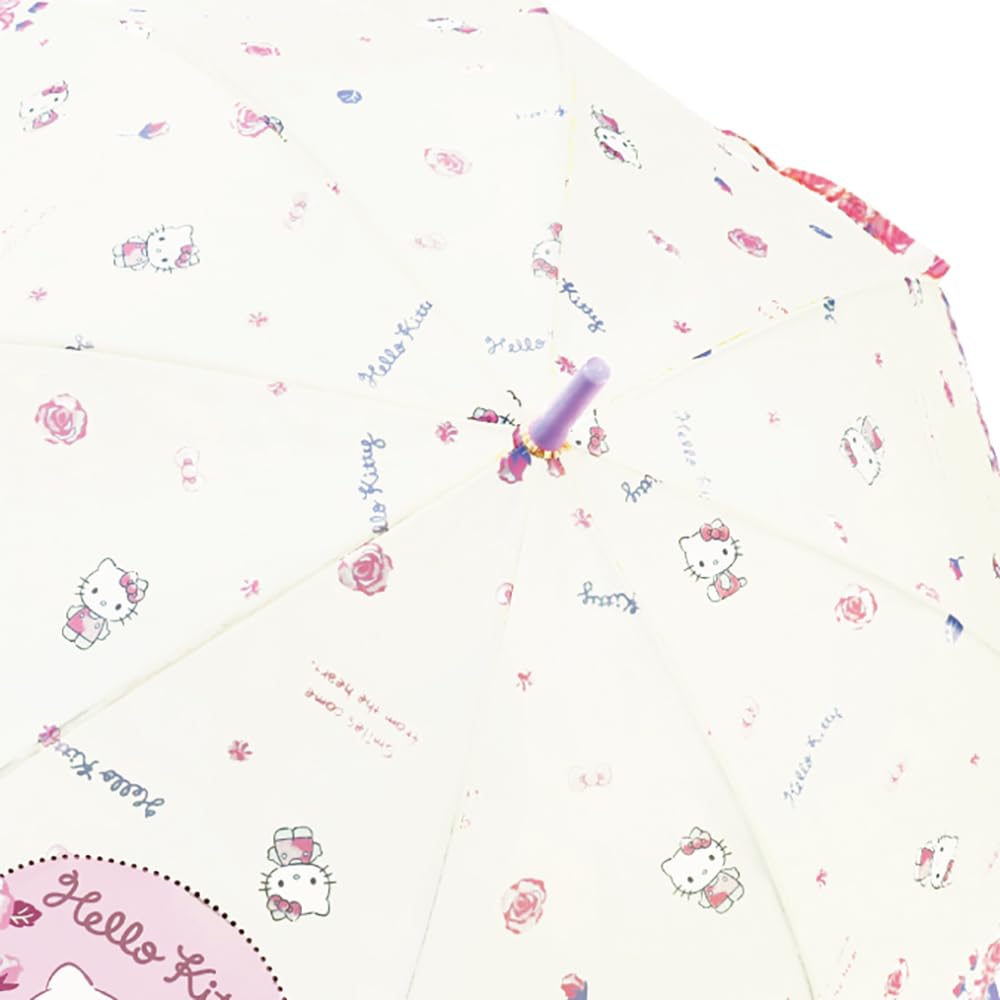 Planning Long Sanrio Hello Kitty Rose 55cm 35204 J's Umbrella, Purple, Ribs,