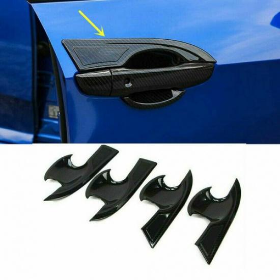 Carbon Fiber 4X Exterior Door Handle Bowl Cover Trim For Honda Civic 2016-
