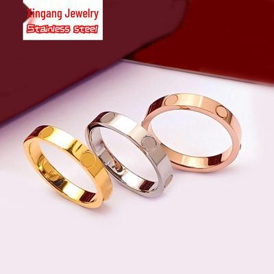 Alliances Couple Acier Titane Strass 2024 - Alliance Simple Inaltérable pour Femme, Or Rose 18K