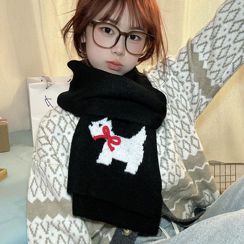 Luochi Knitting Scarf: Cozy Imitation Cashmere Cartoon Wool Neck Warmer for Women, Korean Style