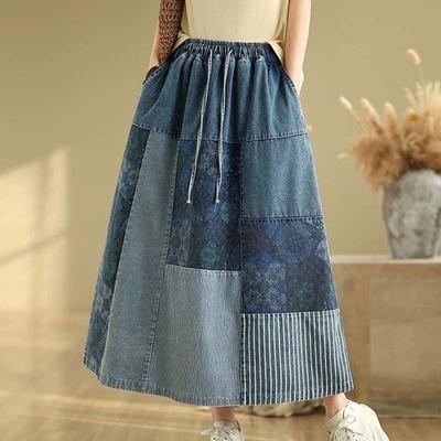 Τζιν Φούστα για Γυναίκες Casual Ευέλικτη Ελαστική Ψηλόμεση Μακριά Φαρδιά Μεγάλο Μέγεθος Φούστα