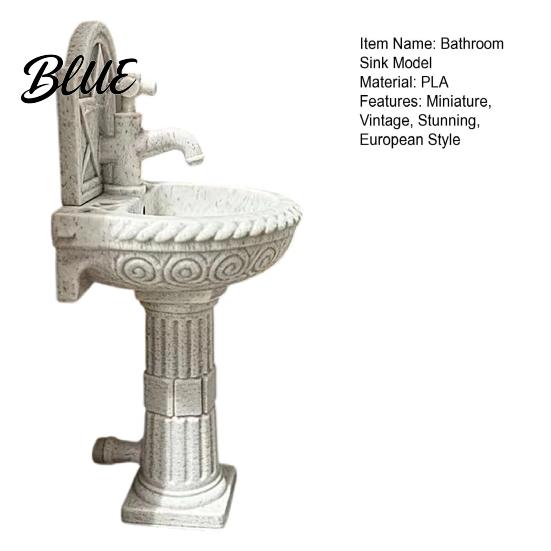 Cabin Scenery Miniature Pedestal Round Sink Vintage Model Decor Bathroom Roman Column Retro Style Dollhouse Furniture Accessory Wash Basin