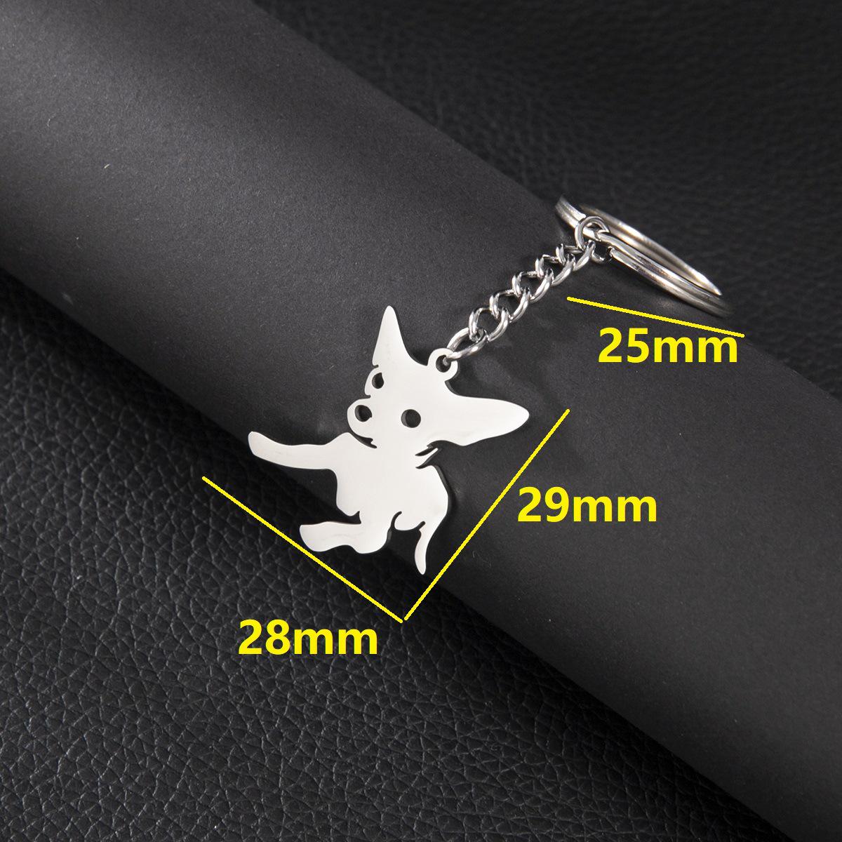 Stainless Steel Chihuahua Dog Keychain Pendant for Bags