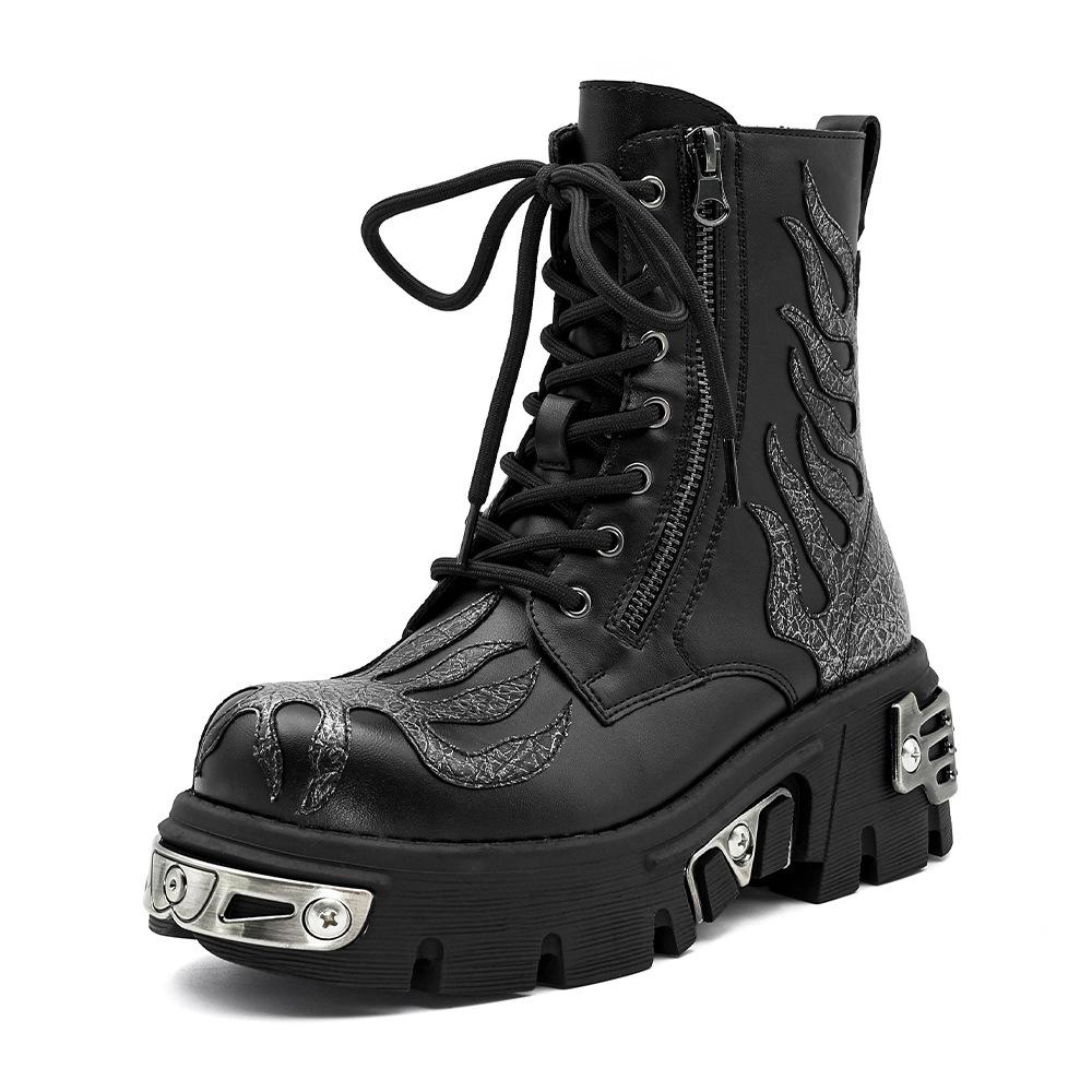 

Осінь/Зима Унісекс Полум яні Панк Високі Платформні Чоботи 43 срібний