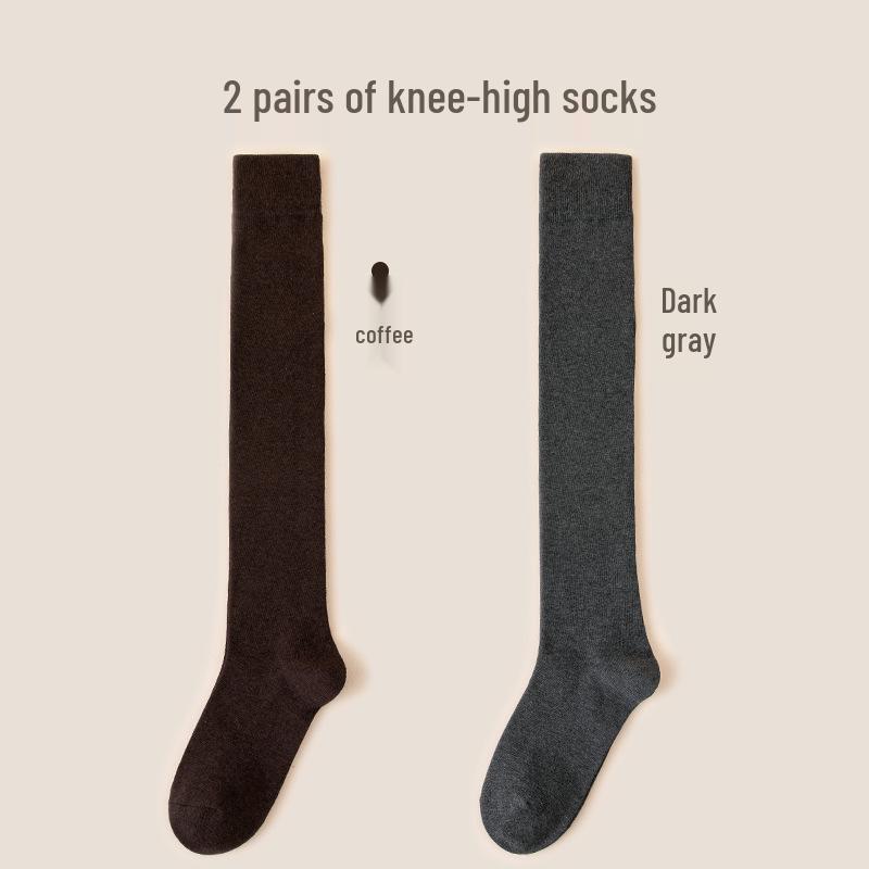 Women's Premium Cotton Mid-Calf & Thigh-High Socks: Versatile for All Seasons, Black
