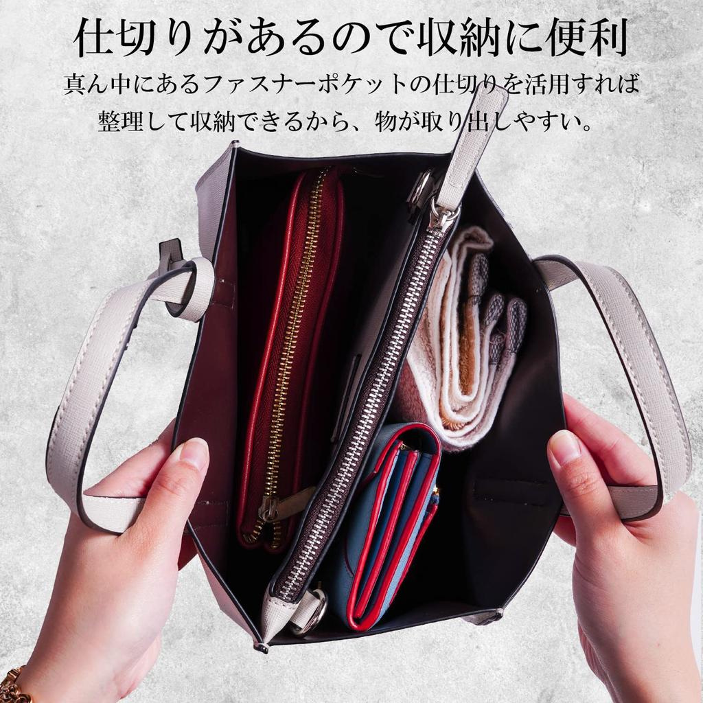 handbag with shoulder light gray [ELA] Women's strap, 2-way, stylish, simple,