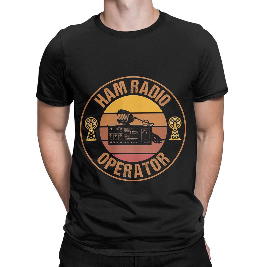 Cool Vintage Ham Radio  T-Shirts for Men Round Neck Pure Cotton T Shirts  Short Sleeve Tee Shirt Adult Clothing