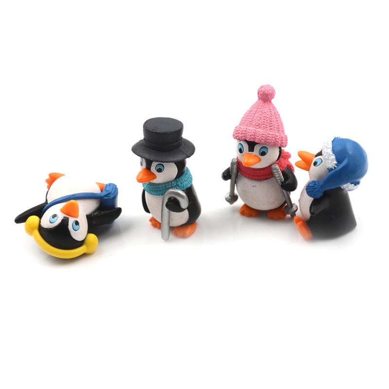 4Pcs Mini Winter Penguin Fairy Garden Moss Miniatures Decoration Dollhouse Decor