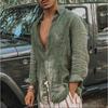 Mens Solid Color Loose Casual Long Sleeve Beach Shirt
