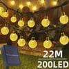 22M Solar String Lights Outdoor 200 Led Crystal Globe Lights Waterproof Solar Festoon Fairy Light for Garden Christmas Outdoor Decor