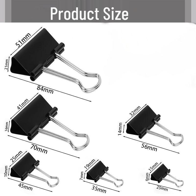 Multicolored Long-Tail & Black Metal Binder Clips Set