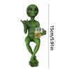 Funny Alien Statue Sculpture Garden Landscaping Yard Art Ornament Resin Beer Drinking Alien Sculpture Desktop Decoration