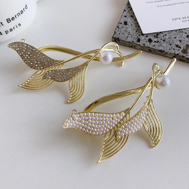 2023 אישיות חדשה סיכת ראש זנב דג וינטג 'פנינת ריינסטון קליפים לשיער עתיקות נשים תכשיטי אביזרי שיער Hanfu