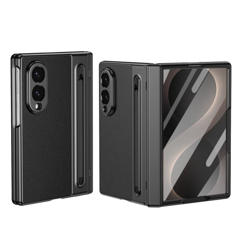 For Samsung Galaxy Z Fold 8 Ultra 7 6 5 4 3 360° Folding Flap Leather Pen Groove Tempered Glass Film Drop Resistant Phone Case