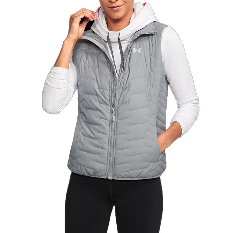 Under Armour Gilet da donna a collo alto con stampa logo a tinta unita Grigio 1303114-025