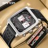 Sanda Men's Chronograph Quartz Watch: Square Dial, Three Eyes, Six Hands, Luminous, Calendar, Waterproof.