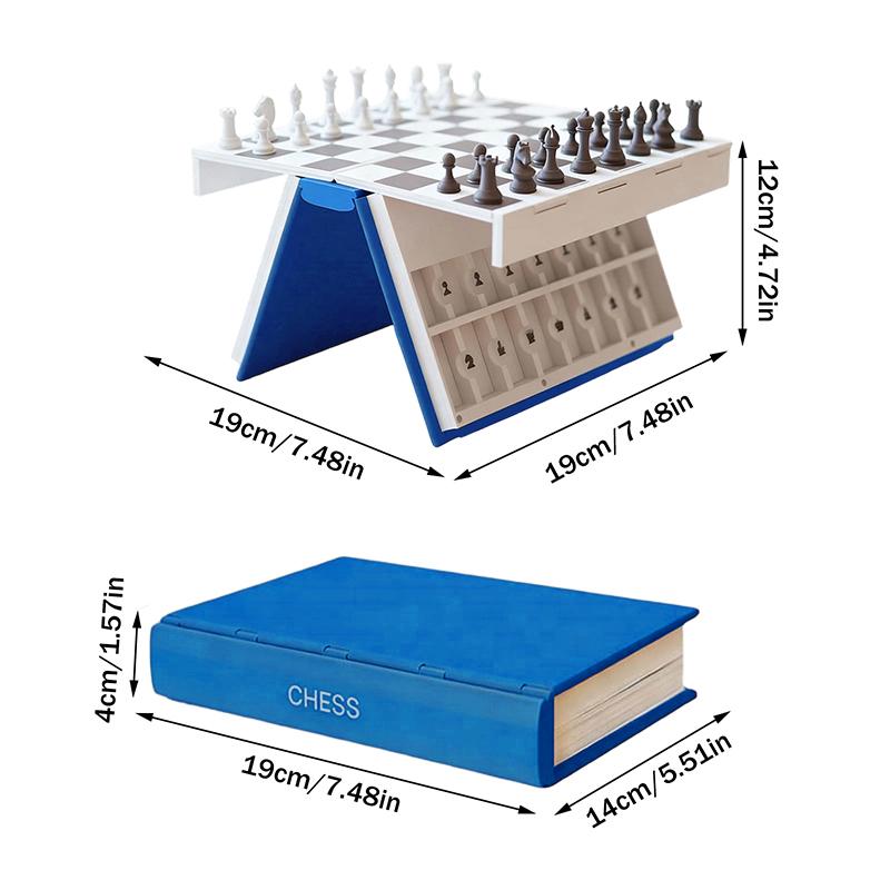 3D Printed Chess Book, Chess Set With Storage Books Design Folding Board Game For Adults Portable Compact Game Set