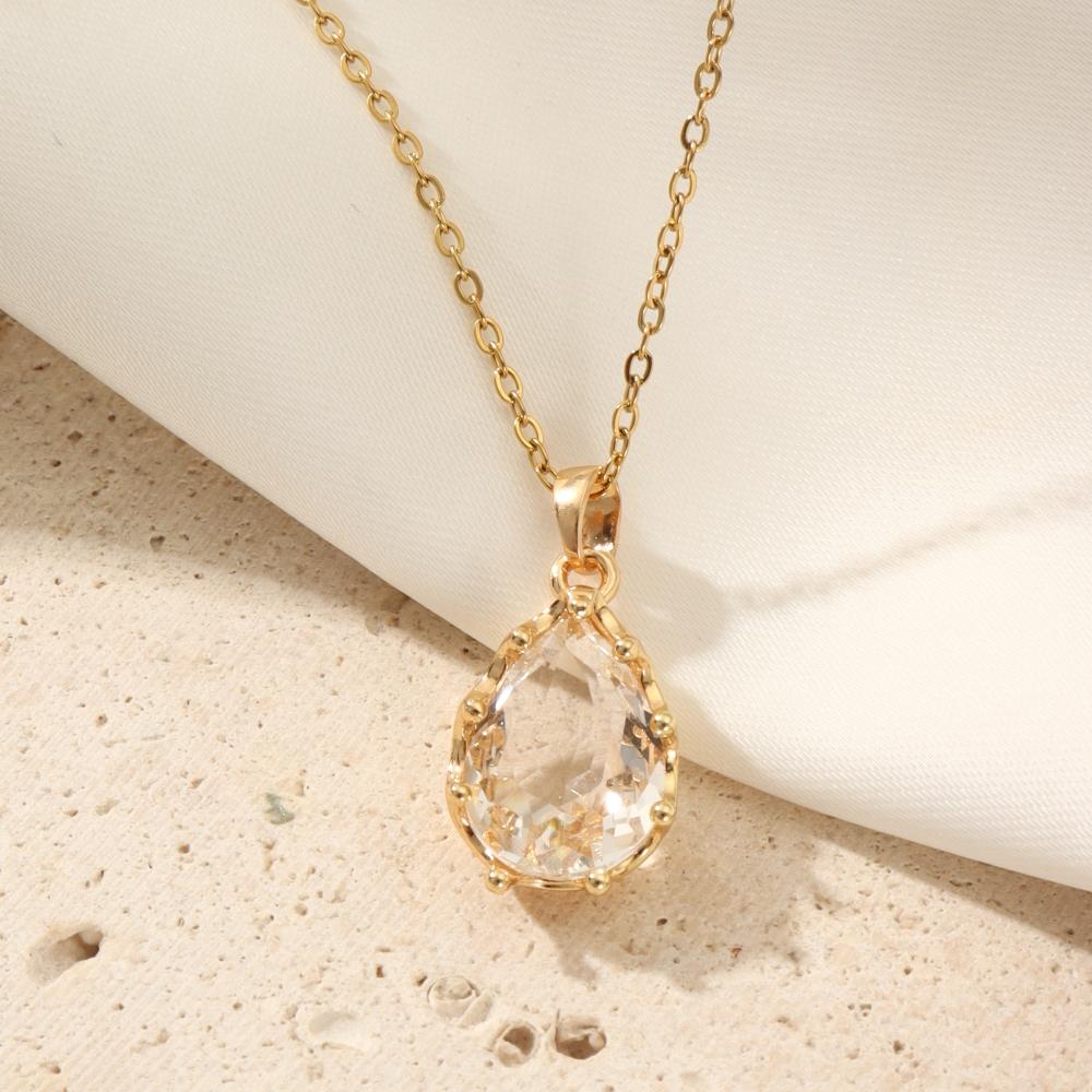 

Подвеска в виде капли воды для женщин 2025 Новое Личность Мода Имитация Кристалла Ожерелье Свадебная Вечеринка Ювелирные Аксессуары белый