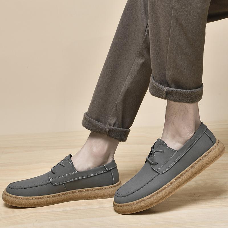 Frosted cowhide leather casual board shoes one pedal large size sports shoes men's shoes casual leather shoes men's