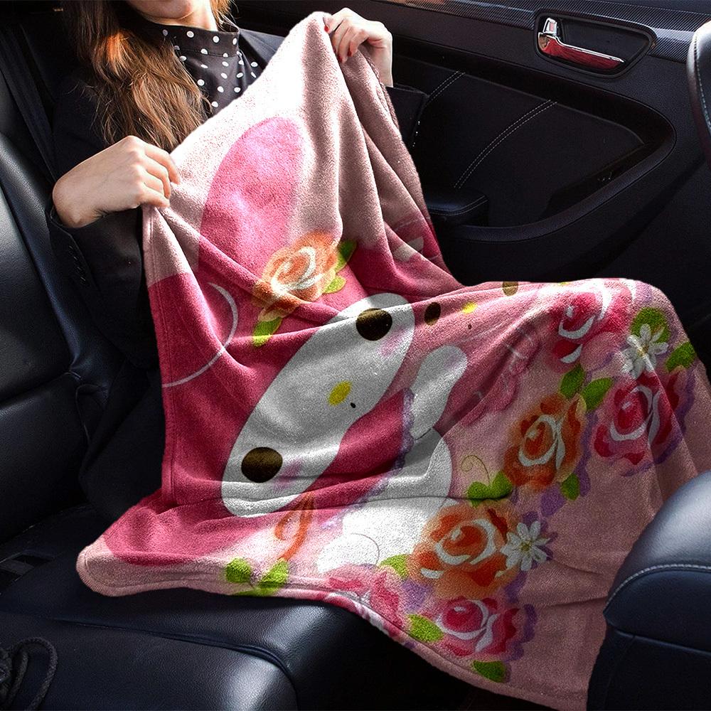 1pc My Melody Flowers Blanket Lightweight Flannel Throw for Sofa Bed Travel Camping Livingroom Office Couch Chair