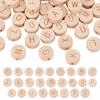 4Sets Wood Beads Flat Round & Letter Letter A~Z 15x8mm Hole: 3mm 26pcs/set