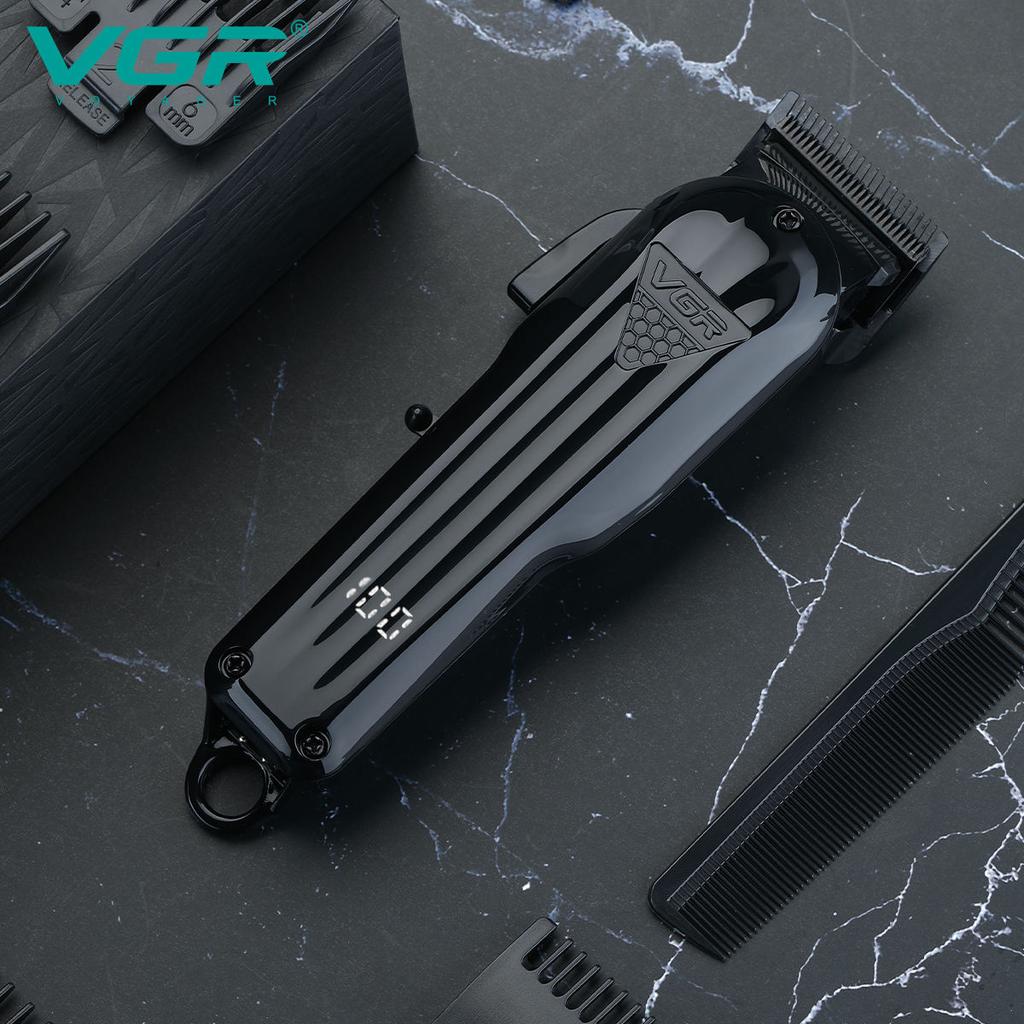 VGR 282 Original Electric Hair Clipper Professional Adjustable Blade Hair Trimmer for Men Beard Oil Head Clipper Hair Cutting Machine Digital Display