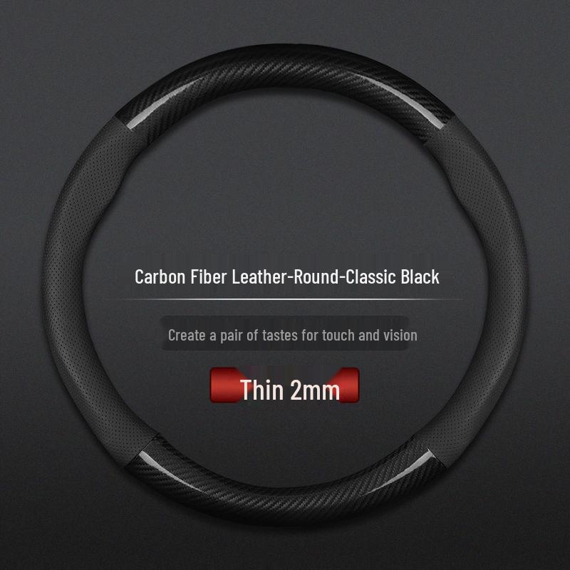 Stylish Breathable Carbon Fiber Steering Wheel Cover with D-Type Design