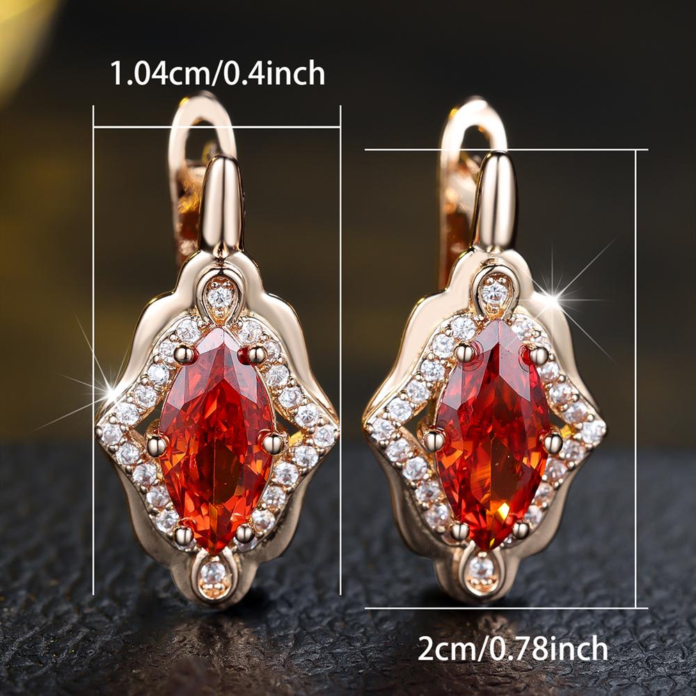 Exquisite Marquise Cut Red Zircon Drop Earrings for Women Luxury Wedding Accessories Fine Jewelry New Year's Gift