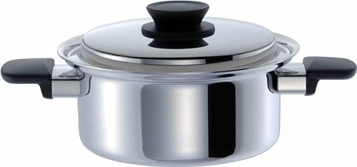 

Urushiyama Metal Industry 20cm Two-Handled Pot, Heat Conductivity and Heat Retention for Delicious Cooking, Triple-Layer Construction, Made in Japan,