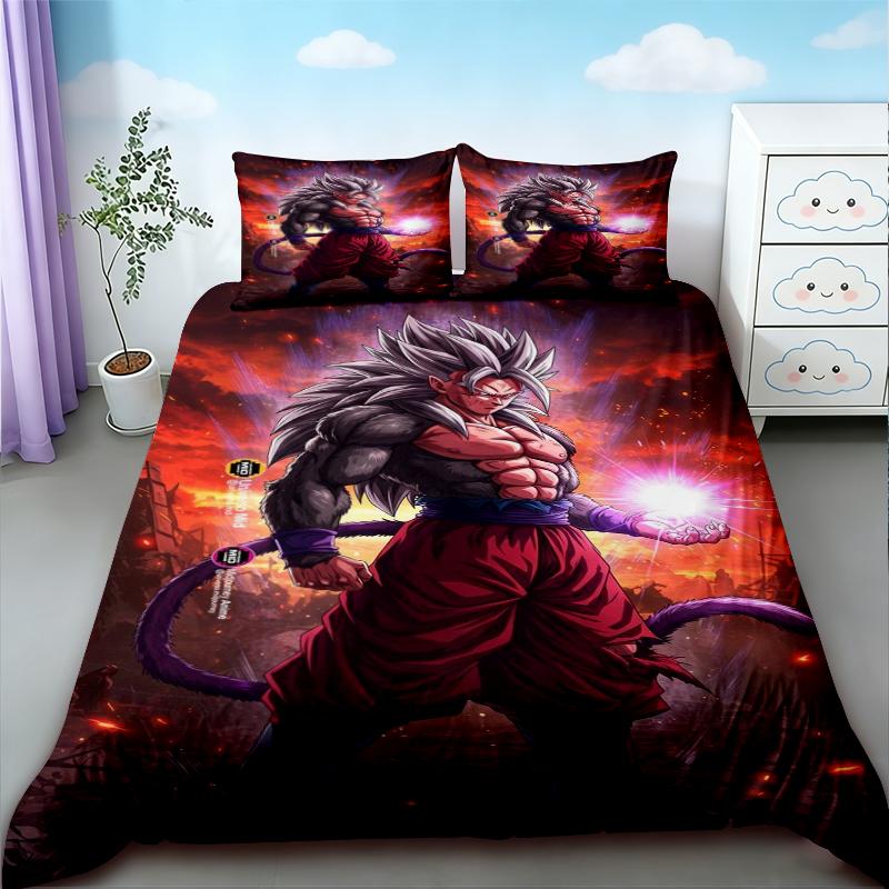 Cartoon Dragon Ball Duvet Cover Set Goku Bedding Set Soft And Comfortable For Children Bedroom Decor Queen King Size