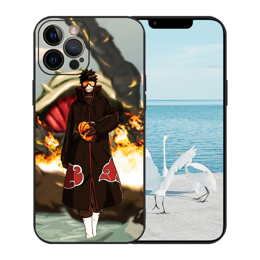 iPhone 15 Black TPU Case with Japanese Anime Painting, One Piece Pattern