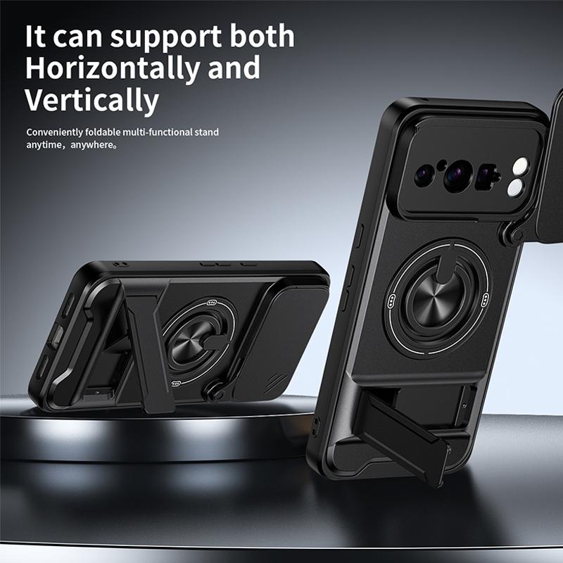 Schiebkameraabdeckung Kompatibel für Google Pixel 8 Pro Hülle Mit integriertem Ringständer und Klappständer