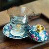 Enamel Colored Glass Gaiwan Puer Tea Bowls Crystal Tea Bowl Tureen Lid Bowl Lotus Hand Drawing Gaiwan for Travel Gai Wan Cup Set