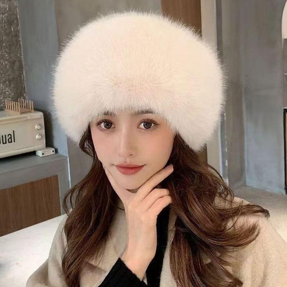 Winter Warm Faux Fur Bucket Hat for Women Fluffy Soft Thicken Plush Fisherman Hats Coldproof Windproof Skiing Fashion Panama Cap