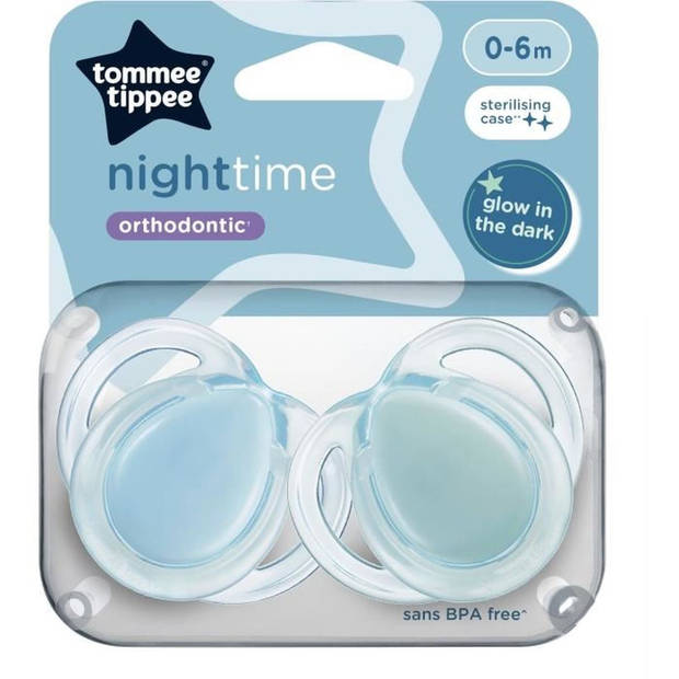 TOMMEE TIPPEE TTP43338095 NIGHT TIME soothers 0-6m mix 2 pack