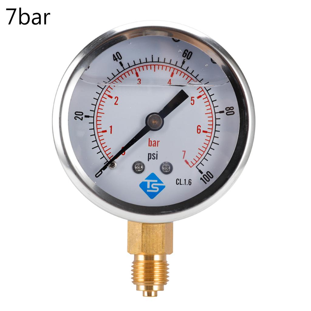 16 Styles Dual Scale Liquid Filled Pressure Gauge with Brass Internals 1/4" BSPT Bottom Mount Pressure Gauge Durable