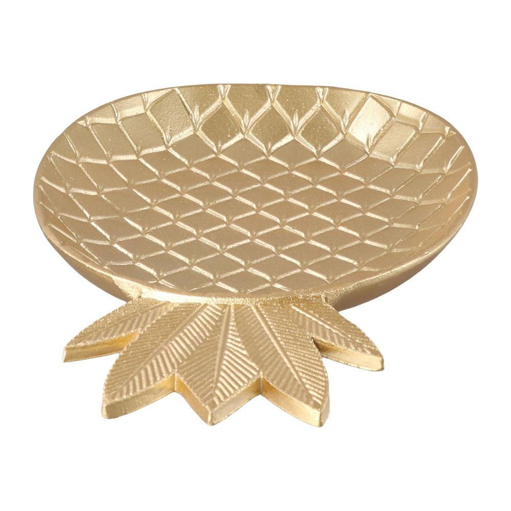 Gold Pineapple & Leaf Shaped Snack Dish Serving Tray Jewelry Storage Tray Fruit Rack Dessert Shelf