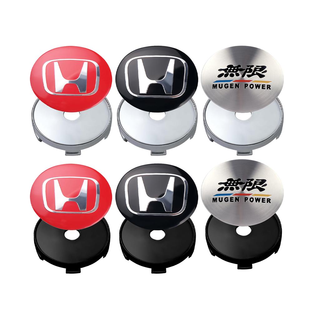 4 Stück 56/60MM Auto Radnabenabdeckung Aufkleber Felgenabdeckungen Autozubehör Für Honda CIVIC Mugen Type R Type S Si RR XR-V