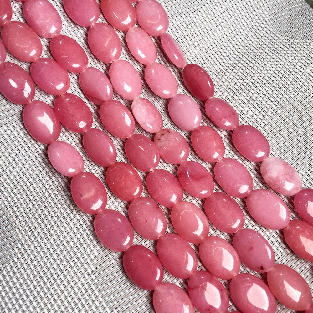 Hand-Painted Natural Gemstone Oval Beads for DIY Jewelry Necklaces & Bracelets