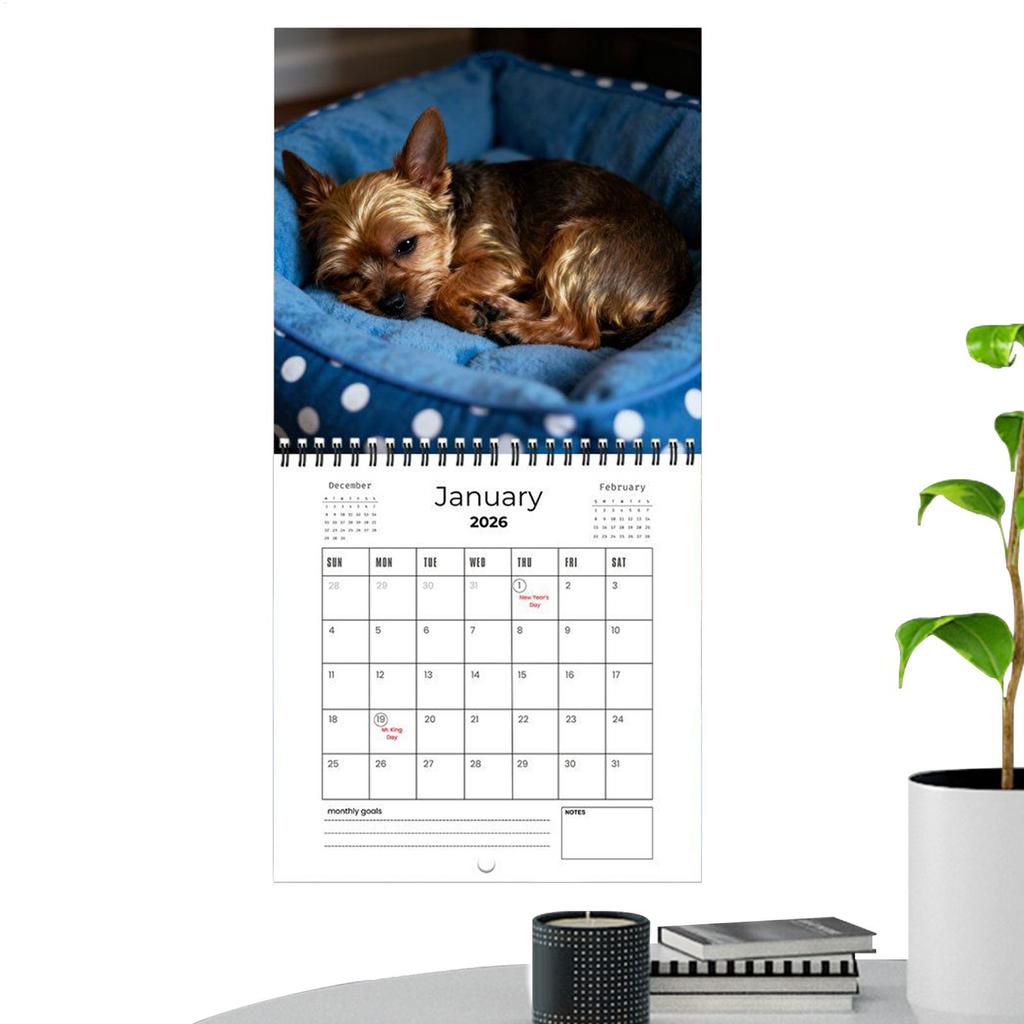 Dog Calendar 2026 Animal Art 12 Monthly Planning Planner 2026 Wall Calendar 12 Month for Bedroom Living Room Kitchen Classroom